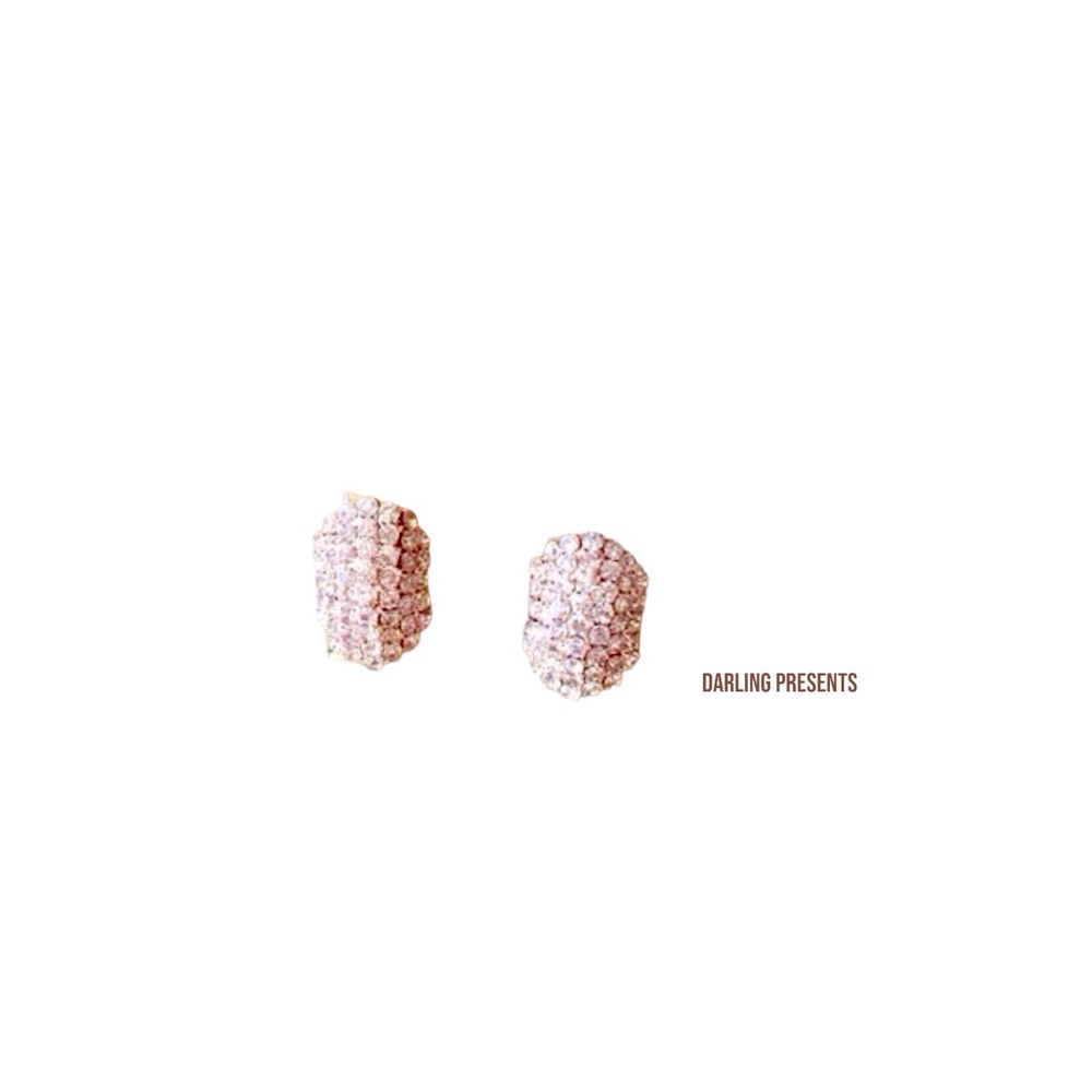 Crystal Rows Stud Earrings Women Color Gold